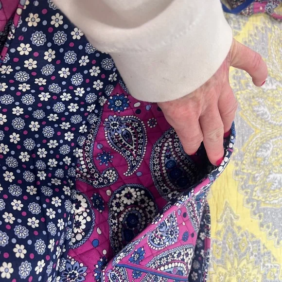 Vera Bradley Vibrant Purple Pink and Blue Paisley Weekender Tote-retired print - Picture 4 of 6